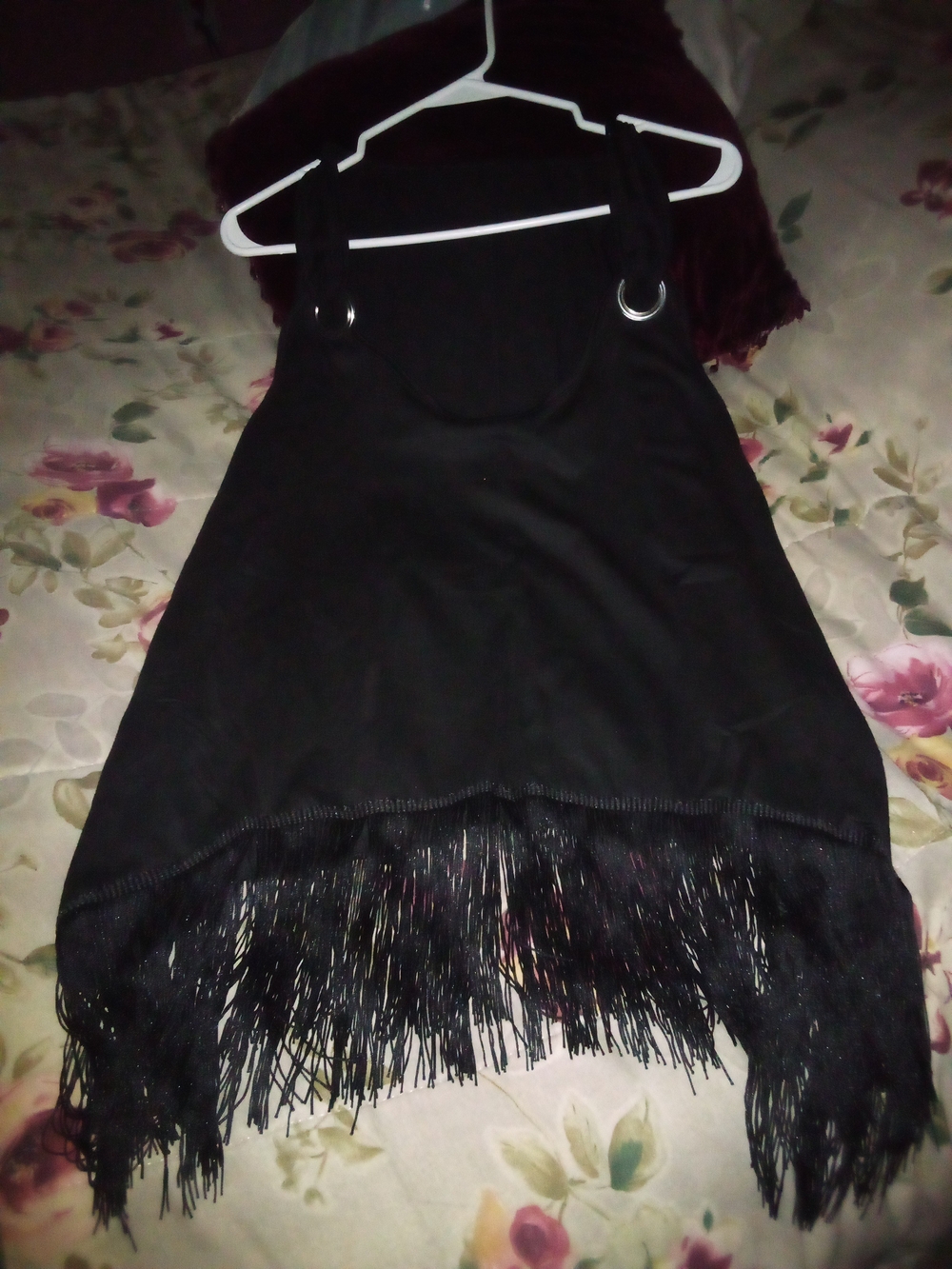 Black Fringe Halter Tank Top